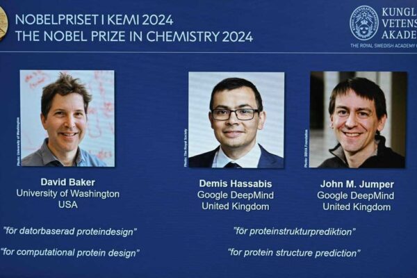 David Baker, Demis Hassabis, and John Jumper were granted the Nobel Prize in Chemistry.